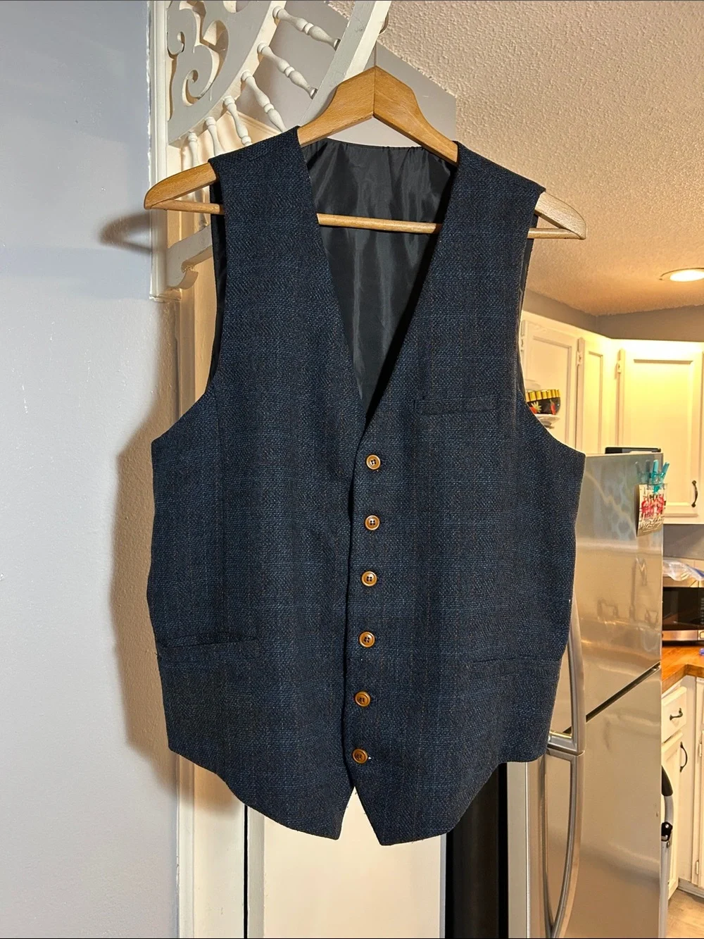 VOOBOOM Men's V-Neck Suit Vest Formal/Casual Slim Fit Dress Waistcoat Size L